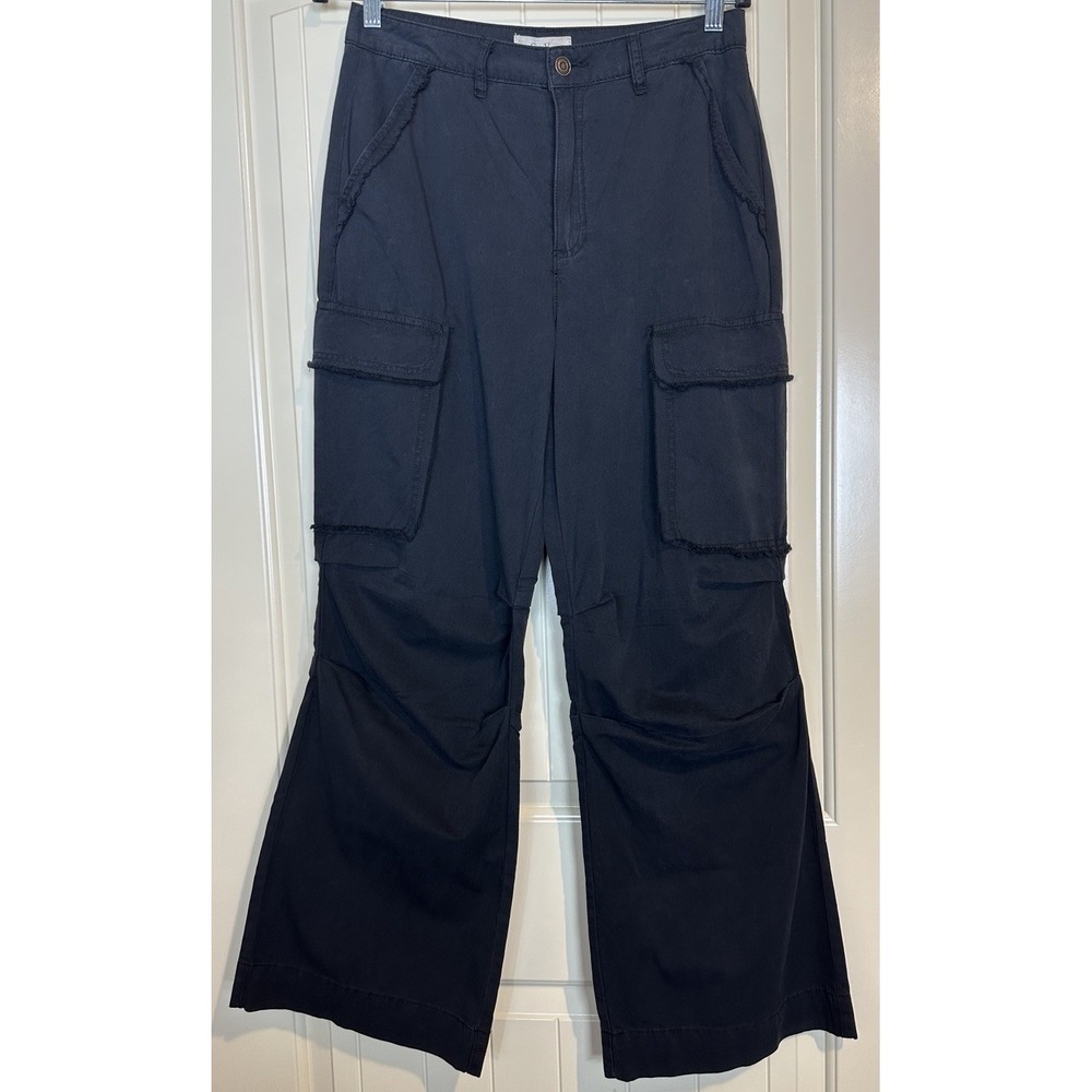 Chelsea & Violet black Wide Leg Y2K Indie Boho Cargo pants Sz M‎ NWT lightweight
